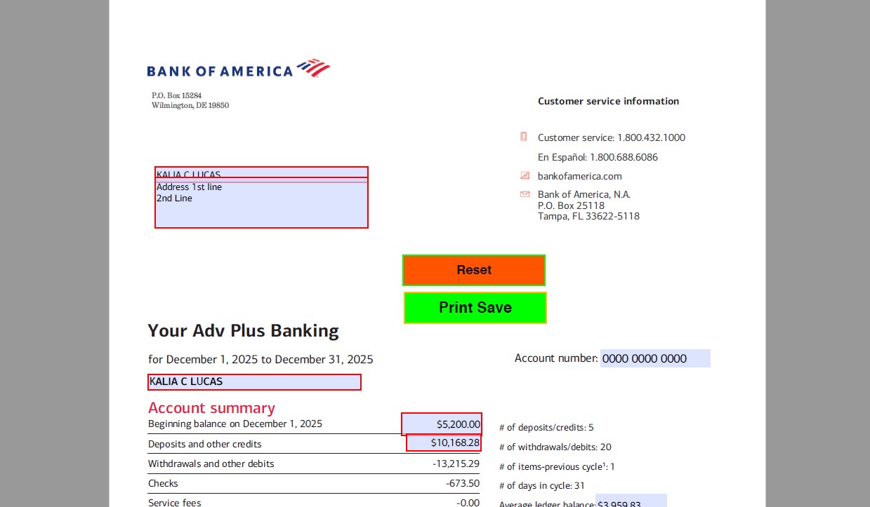 2025 December BOA Personal Template